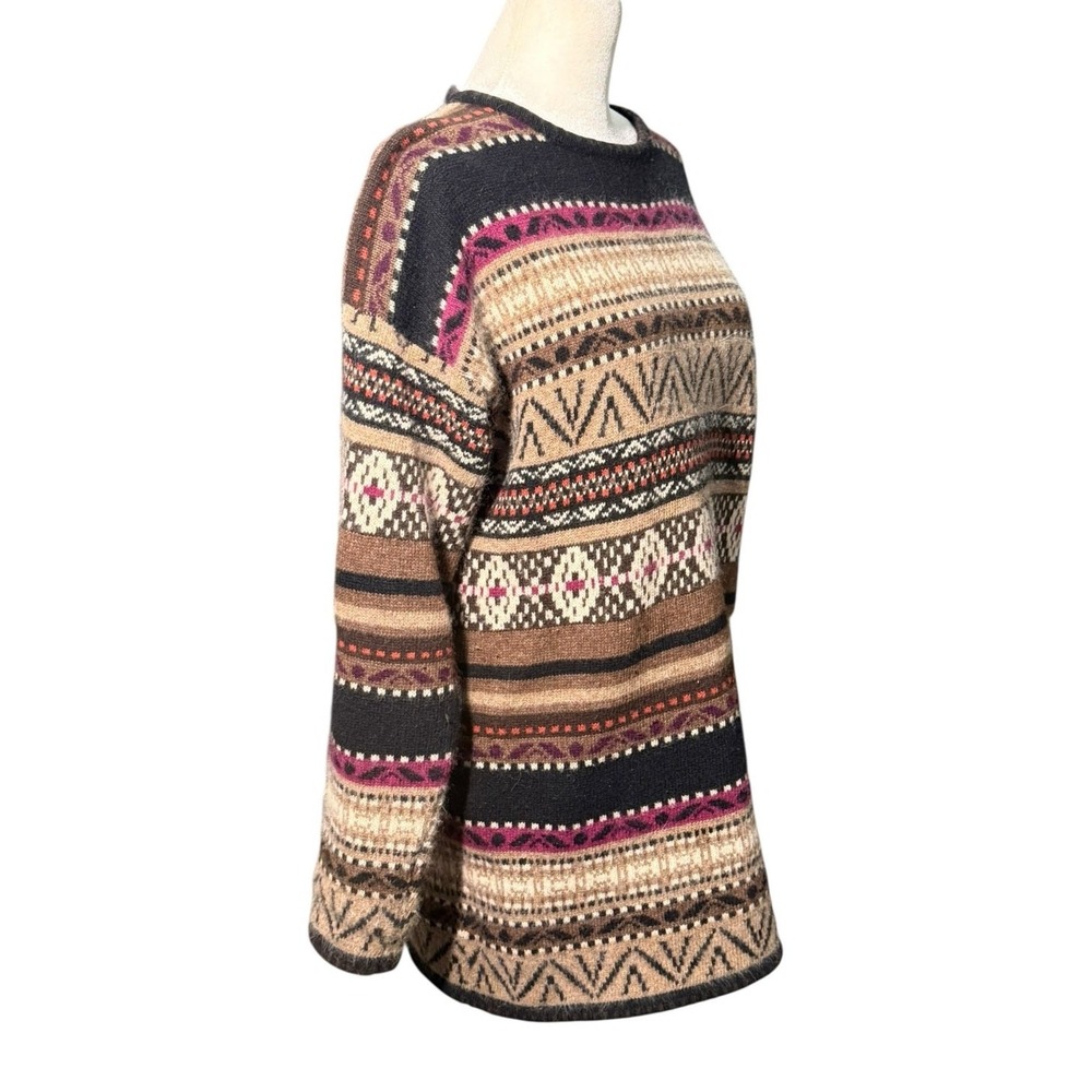 Valerie Stevens Fair Isle Sweater Women S Lambswool Angora Cozy Nordic Apres Ski - Picture 8 of 12